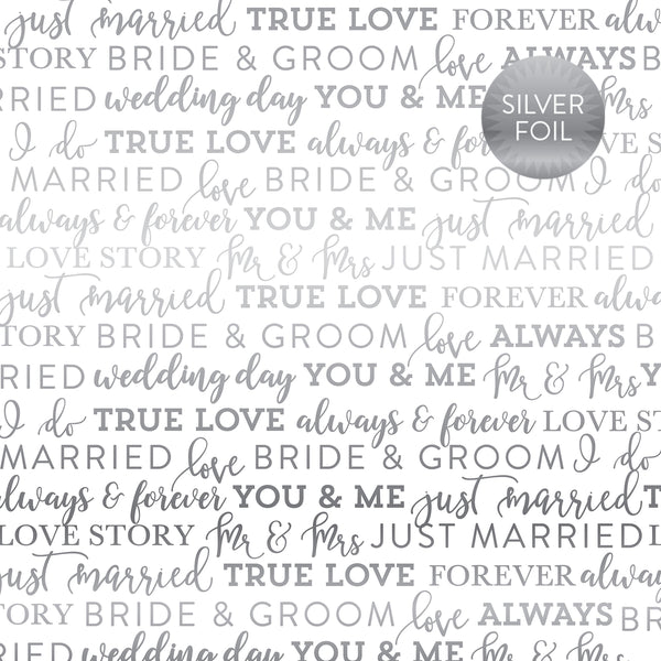 Echo Park Paper Co., Single-Sided Cardstock 12"X12", White True Love Foil