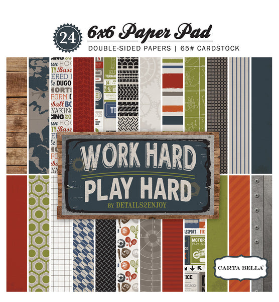 Echo Park,  Work Hard, Play Hard 6x6 Paper Pad - Scrapbooking Fairies