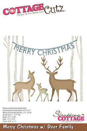 CottageCutz Die, Merry Christmas w/Deer Family