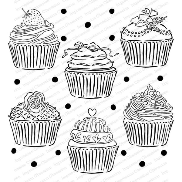 Impression Obsession,  Cover-a-Card Cling Stamps, Cupcakes