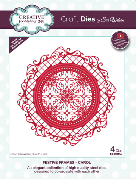 Creative Expressions, Craft Dies by Sue Wilson, Festive Frames, Carol