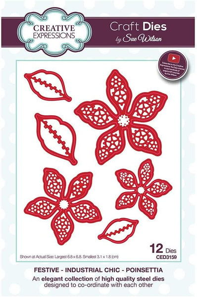 Creative Expressions, Craft Dies by Sue Wilson, Festive - Industrial Chic, Poinsettia