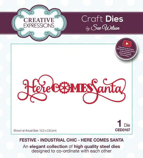 Creative Expressions, Craft Dies by Sue Wilson, Festive - Industrial Chic, Here Comes Santa