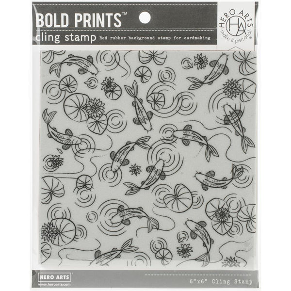 Hero Arts Background Cling Stamps 6"X6", Koi Pond Bold Prints