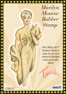 Marilyn Monroe, Gold Day Dress, Rubber Cling Stamp - Scrapbooking Fairies