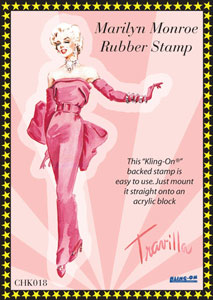 Marilyn Monroe, Red Bow Evening Dress, Rubber Cling Stamp - Scrapbooking Fairies