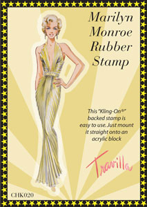 Marilyn Monroe, Gold Evening Dress, Rubber Cling Stamp - Scrapbooking Fairies