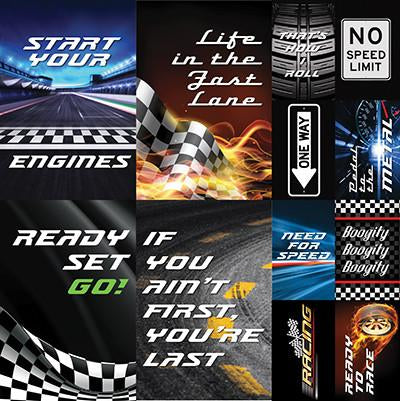 Reminisce, Checkered Flag Poster Stickers 12"X12"