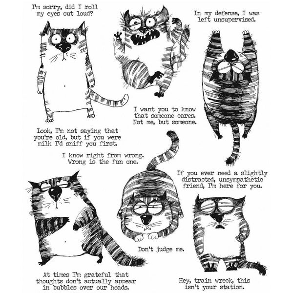 Tim Holtz Cling Stamps 7"X8.5", Snarky Cat (CMS392)
