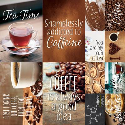 Reminisce, Coffee & Tea Poster Stickers 12"X12"