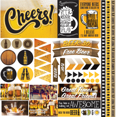 Reminisce, Craft Beer Elements Stickers 12"X12"
