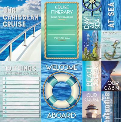 Caribbean Cruise Poster Stickers 12"X12"