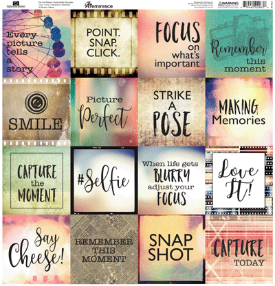Reminisce Square Cardstock Stickers 12"X12", Capture the Moment