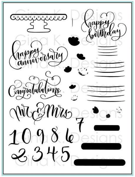 Gina K. Designs, Clear Stamps, Cake Toppers Stamp Set by Emily Loggans