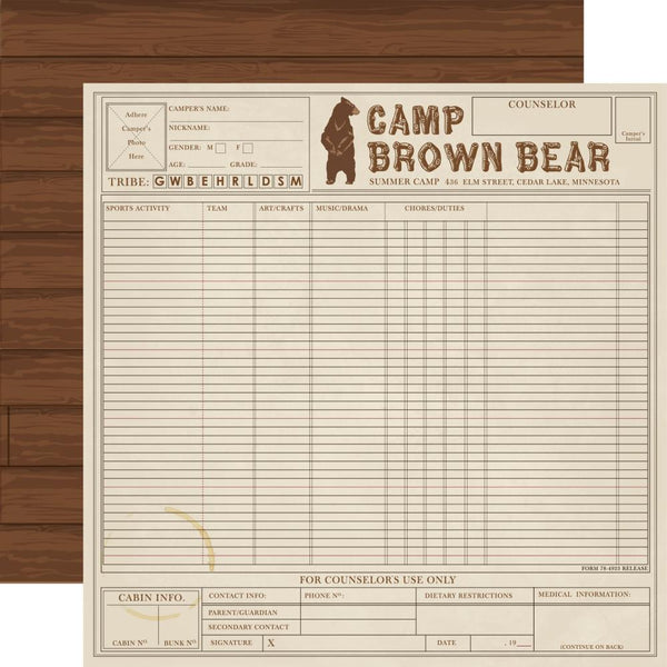 Carta Bella, Summer Camp Double-Sided Cardstock 12"X12", Camp Ledger