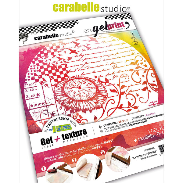 Carabelle Studio Art Gel Print Round (6" Gel Plate + Stamp)  : La nature se dessine by Alexi
