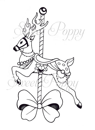 Sweet Poppy Stencil: A7 Clear Stamp, Carousel Deer