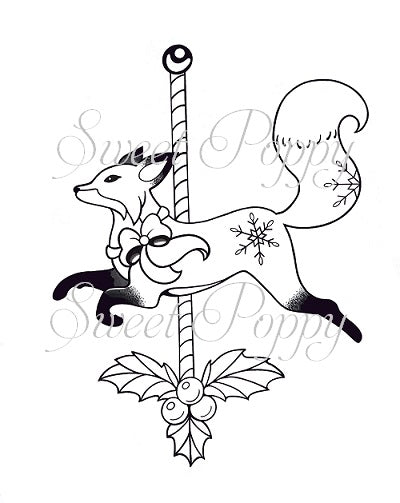 Sweet Poppy Stencil: A7 Clear Stamp, Carousel Fox