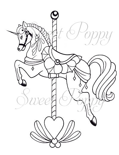 Sweet Poppy Stencil: A7 Clear Stamp, Carousel Unicorn