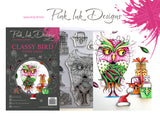 Pink Ink Designs A5 Clear Stamp, Classy Bird, Wings Series