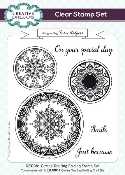Creative Expressions, Jamie Rodgers, Circles Tea Bag Folding, 6 in x 8 in Stamp Set