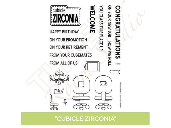 Three Room Studio, "Cubicle Zirconia" Clear Stamp Set