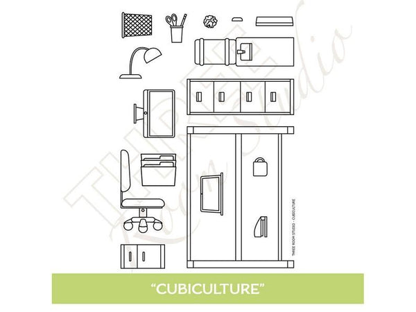 Three Room Studio, "Cubiculture" Clear Stamp Set