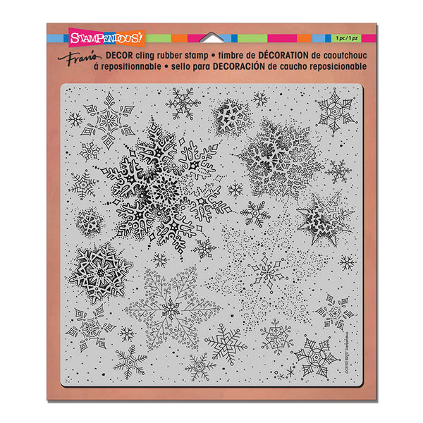 Stampendous, 8"x 8" Cling Stamp, Decor Snowflakes