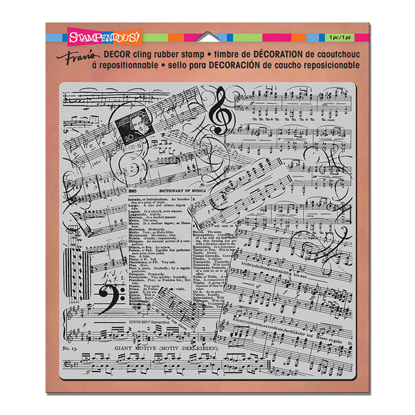 Stampendous, 8"x 8" Cling Stamp, Decor Music