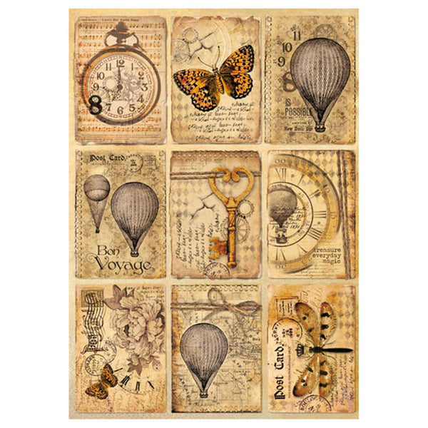 Stamperia, A4 Decoupage Rice Paper, Mix Media Postcards