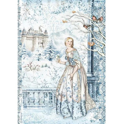 Stamperia, Rice Paper Sheet A4, Fairy In The Snow, Winter Tales