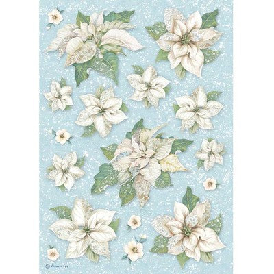 Stamperia Rice Paper Sheet A4, Winter Tales - Poinsettia Texture