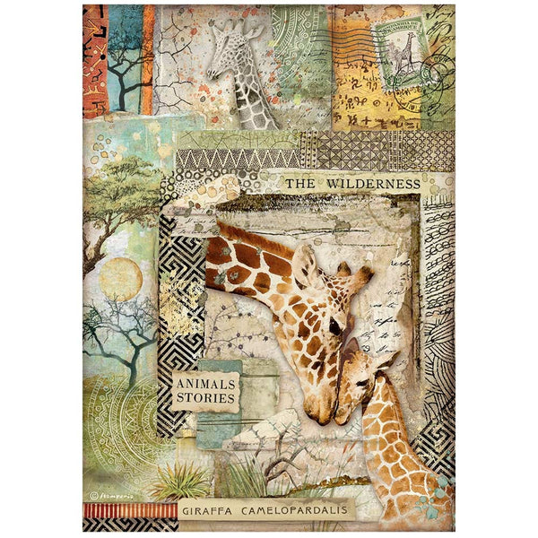 Stamperia Rice Paper Sheet A4, Giraffe, Savana