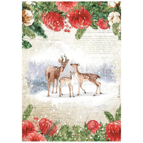 Stamperia Rice Paper Sheet A4, Romantic Home for the Holidays, Deers