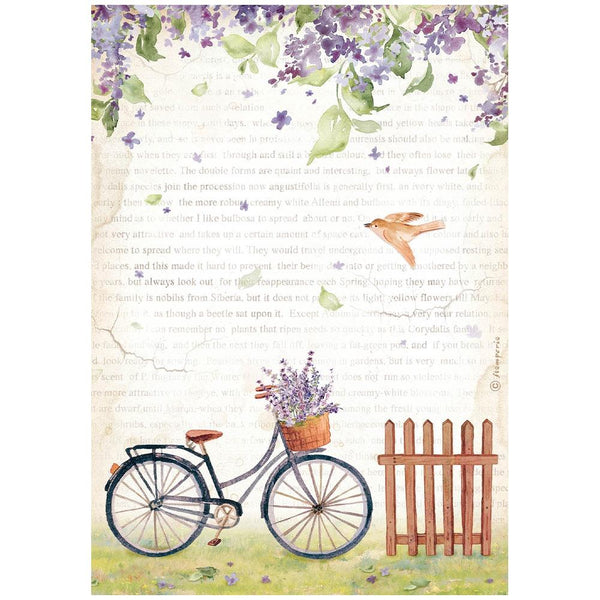 Stamperia Rice Paper Sheet A4, Create Happiness Welcome Home Bicycle