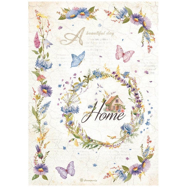 Stamperia, Rice Paper Sheet A4, Create Happiness Welcome Home, Garland