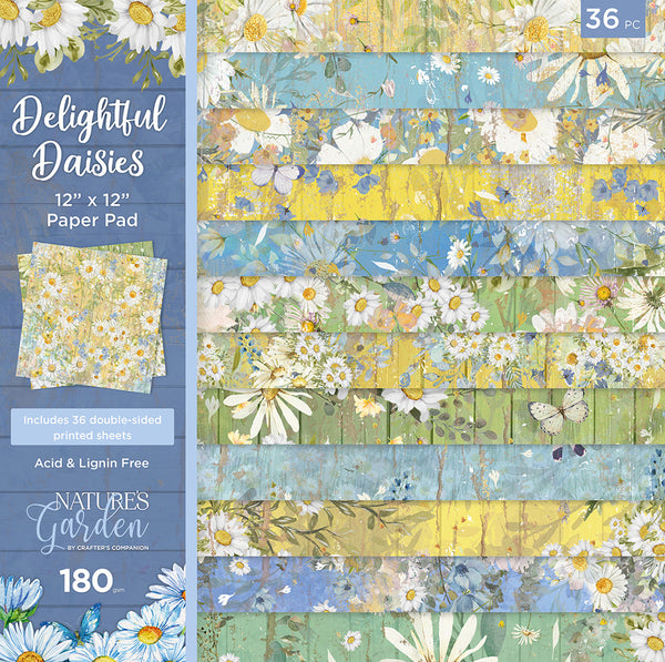 Crafter's Companion, 12"x12" Paper Pad, Nature's Garden, Delightful Daisies