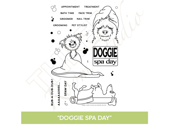 Three Room Studio, "Doggie Spa Day" Clear Stamp Set