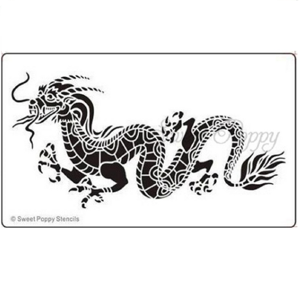 Sweet Poppy Stencil: Dragon, Stainless Steel