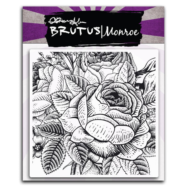 Brutus Monroe,  Clear Stamps 5.75"X5.75", Enchanted Rose Background