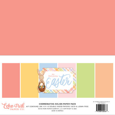 Echo Park Double-Sided Solid Cardstock 12"X12" 6/Pkg, My Favorite Easter, 6 Colors