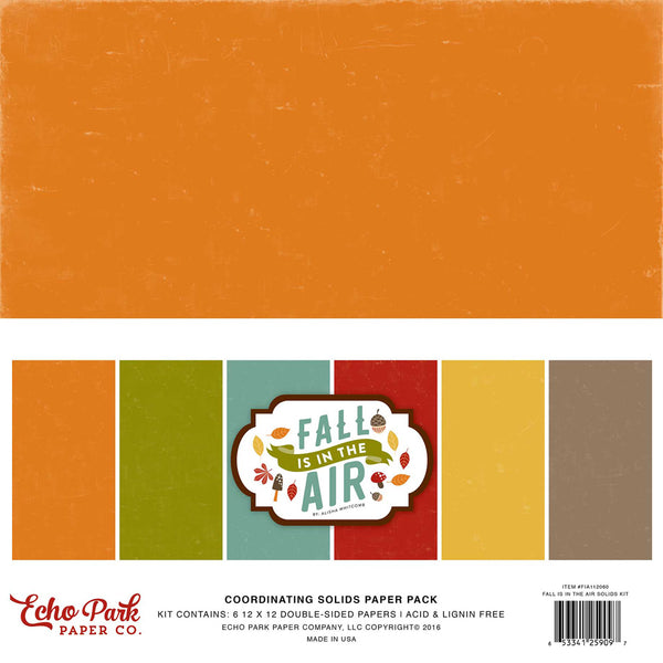 Echo Park Double-Sided Solid Cardstock 12"X12" 6/Pkg, Fall Is In The Air