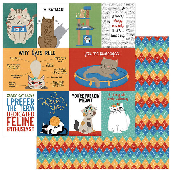 Whiskers Double-Sided Cardstock 12"X12", Cats Rule
