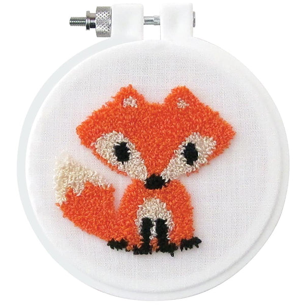 Design Works Punch Needle Kit 3.5" Round, Fox