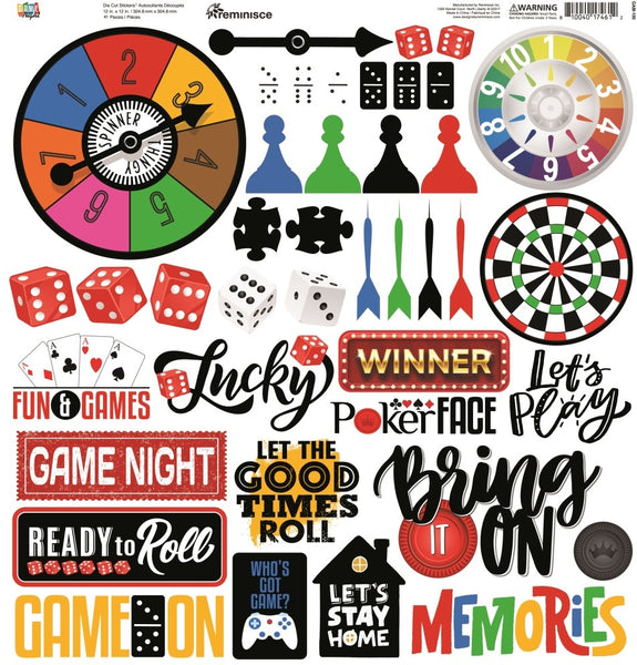Reminisce, Cardstock Stickers 12"X12", Game Night