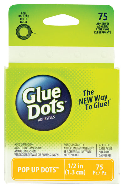 Glue Dots Clear Dot Roll, Pop Up .5" 75/Pkg