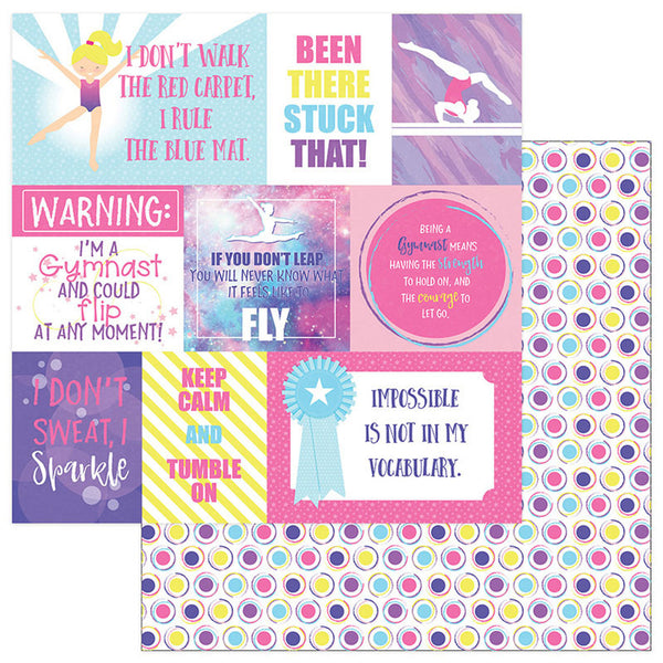 Photo Play, I Love Gymnastics Collection, 12X12 Double-Sided Patterned Paper, Gymnast Cards