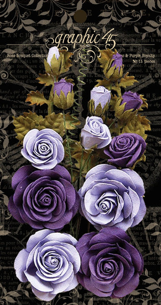 Graphic 45 Staples Rose Bouquet Collection 15/Pkg, Flowers, French Lilac & Purple Royalty