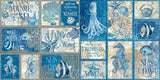 Graphic 45, Ocean Blue Ephemera Cards, (16) 4"X6" & (16) 3"X4"