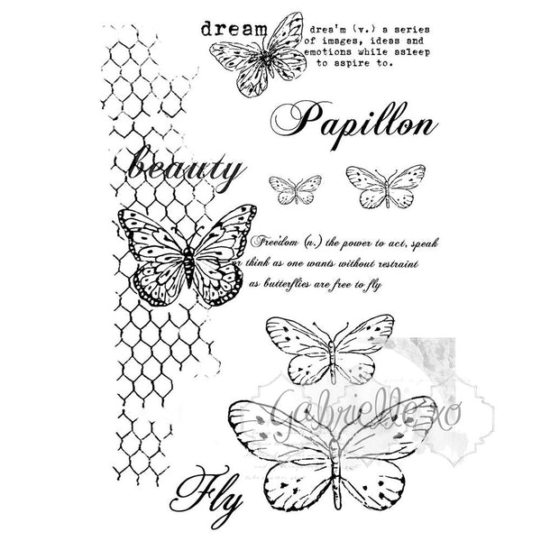 49 & Market, Clear Stamps 4"X6", Gabi's Butterflies Are Free - Scrapbooking Fairies